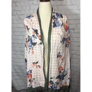Talbots Plaid Picnic Spring Scarf Pink Neck Viscose Long Floral Green Shawl